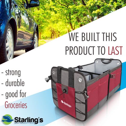  Starlings Car Trunk Organizer - Durable Storage SUV Cargo Organizer Adjustable, Bordeaux