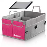 Starlings Car Trunk Organizer - Super Strong, Foldable Storage Cargo Box for SUV, Auto, Truck - Nonslip Waterproof Bottom, Fits Any Vehicle, Pink