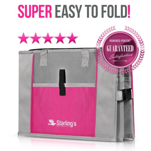  Starlings Car Trunk Organizer - Super Strong, Foldable Storage Cargo Box for SUV, Auto, Truck - Nonslip Waterproof Bottom, Fits Any Vehicle, Pink