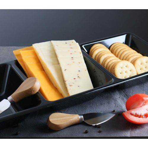  Starmar 3-Compartment Plastic Appetizer Serving Trays - 4 Pack- Relish Tray, Divided Snack Platter,Candy Tray