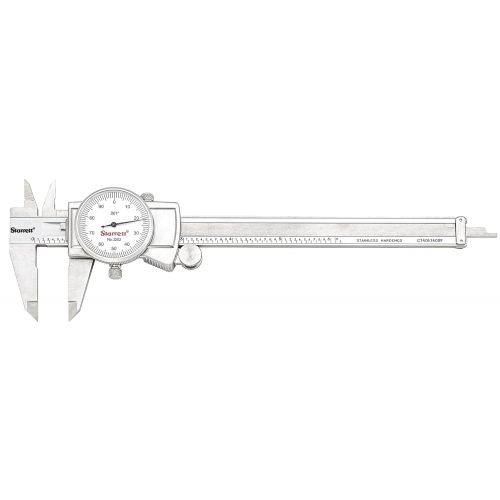  [아마존베스트]Starrett Dial Caliper Measuring Tool 3202-6, Hardened Stainless Steel Metal, 6 Inch Range, 0.001 Graduation, Measure Inside Outside Dimensions and Depth, Carry Case Included, White