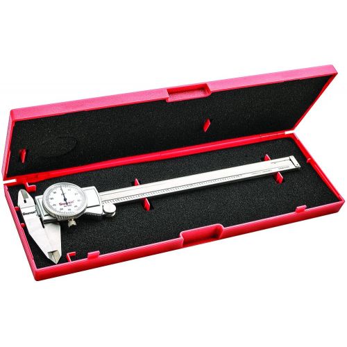  [아마존베스트]Starrett Dial Caliper Measuring Tool 3202-8, Hardened Stainless Steel Metal, 8 Inch Range, 0.001 Graduation, Measure Inside Outside Dimensions and Depth, Carry Case Included, White