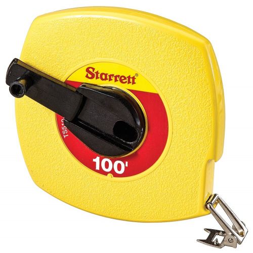  [아마존베스트]Starrett KTS510-100-N ABS Plastic Yellow Case Closed Reel Steel Long Tape, English Graduation Style, 100 Length, 0.375 Width, 0.125 Graduation Interval