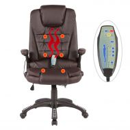 StarsDeals Ergonomic Massage Chair Heated Vibrating Computer Office Desk Brown