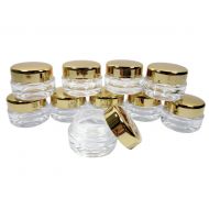 Starsshop Acrylic Jars Empty Gold Cap for Container Cosmetic Cream Makeup Lip Balm Tester Sample Travel 5 g (Pack of 50 Pcs)