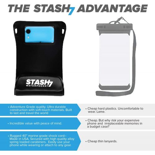  [아마존베스트]Waterpockets Stash 7 Waterpocket Premium Waterproof Phone Pouch | The Only Adventure Grade Phone Case for iPhone 12, 12 Pro Max, 7, 7 Plus, 8, 8 Plus, XS, XS Max, XR, 11, 11 Pro Max, Galaxy S9+