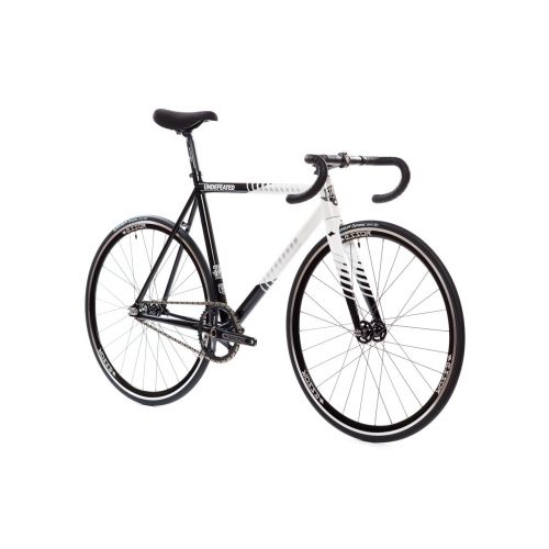  State Bicycle Co. State Bicycle The Undefeated II Edition 7005 Aluminum Premium Fixed Gear Bike, 49cm, Black/White