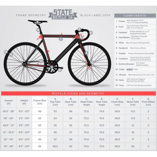  State Bicycle Co. State Bicycle Co Black Label 6061 v2 Aluminum Track Fixed Gear Bike