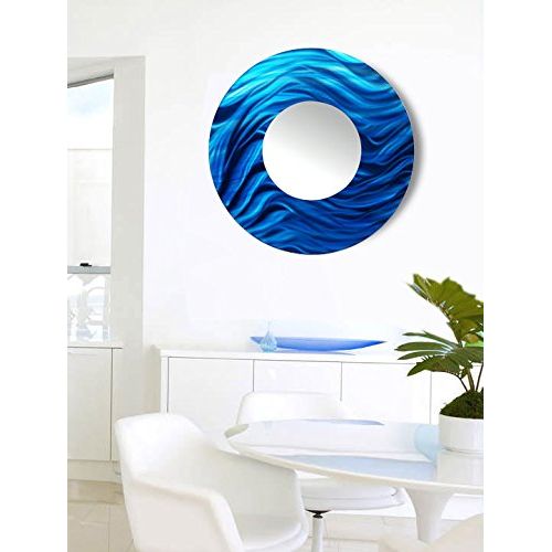  Statements2000 Round Decorative Metal Wall-Mounted Mirror by Jon Allen, Blue, 23 - Mirror117