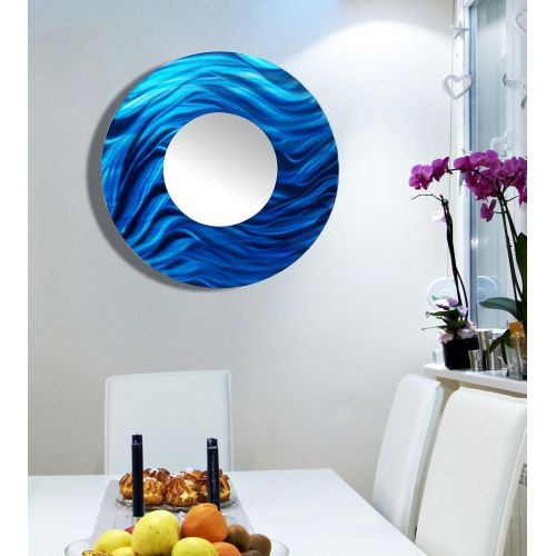  Statements2000 Round Decorative Metal Wall-Mounted Mirror by Jon Allen, Blue, 23 - Mirror117