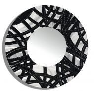 Statements2000 Round Decorative Metal Wall-Mounted Mirror by Jon Allen, Black & Silver, 23 Inch - Mirror108 XXL