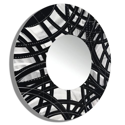  Statements2000 Round Decorative Metal Wall-Mounted Mirror by Jon Allen, Black & Silver, 23 Inch - Mirror108 XXL