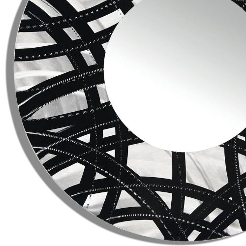  Statements2000 Round Decorative Metal Wall-Mounted Mirror by Jon Allen, Black & Silver, 23 Inch - Mirror108 XXL