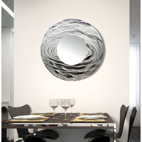  Statements2000 Round Decorative Metal Wall Mounted Mirror by Jon Allen, Silver, 23 - Mirror114