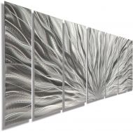 [아마존 핫딜]  [아마존핫딜]Statements2000 Silver Metal Wall Art - Beautiful Silver Etched Metallic Wall Art - Wall Sculpture, Wall Decor, Home Accent, Panel Art - Abstract, Modern Contemporary Design - Silver Plumage By Jo