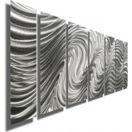 [아마존핫딜][아마존 핫딜] Statements2000 Abstract Modern Large Metal Wall Art Indoor/Outdoor 3D Painting Hanging Sculpture by Jon Allen, Silver, 68 x 24 - Hypnotic Sands 7 Piece