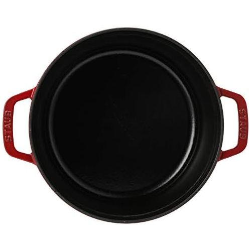  [아마존베스트]Staub Cast Iron Round Cocotte, 4-Quart, Cherry - 40509-835-0