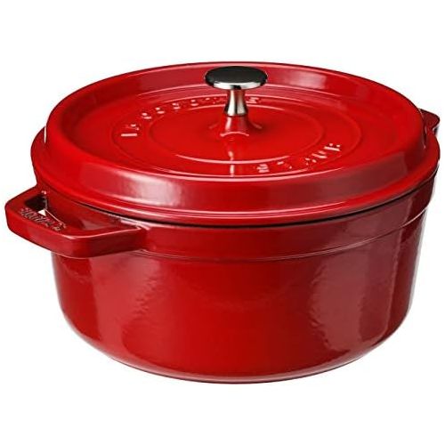  [아마존베스트]Staub Cast Iron Round Cocotte, 4-Quart, Cherry - 40509-835-0