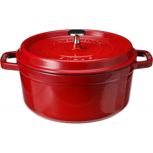  [아마존베스트]Staub Cast Iron Round Cocotte, 4-Quart, Cherry - 40509-835-0