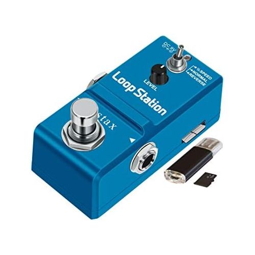  Stax Mini Looper Guitar Pedal Loop Station Pedal Unlimited Overdubs 10 Minutes of Looping, 1/2 time, and Reverse, Built-in 1G SD Card for Memory True Bypass