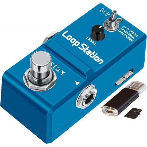  Stax Mini Looper Guitar Pedal Loop Station Pedal Unlimited Overdubs 10 Minutes of Looping, 1/2 time, and Reverse, Built-in 1G SD Card for Memory True Bypass