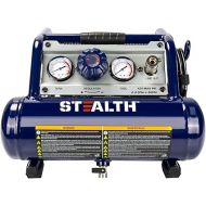 STEALTH Ultra Quiet Portable 1 Gallon Air Compressor, 1/2HP Max 125 PSI, Induction Motor, 0.8 CFM@90PSI, 1.3 CFM@40PSI, Oil-Free Maintenance Free Light Weight Electric Air Tools, SAUQ-1105