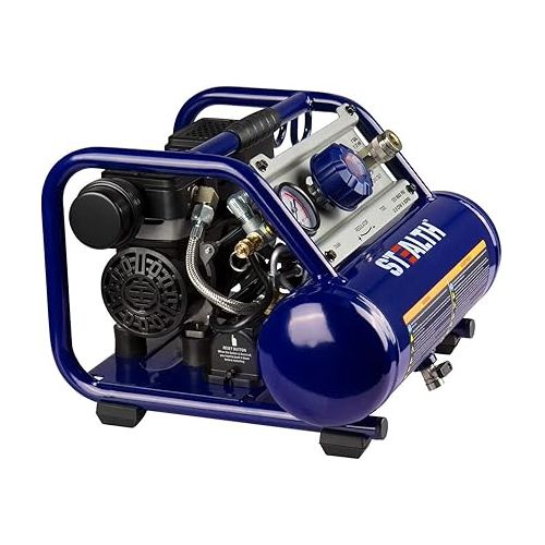  STEALTH Ultra Quiet Portable 1 Gallon Air Compressor, 1/2HP Max 125 PSI, Induction Motor, 0.8 CFM@90PSI, 1.3 CFM@40PSI, Oil-Free Maintenance Free Light Weight Electric Air Tools, SAUQ-1105