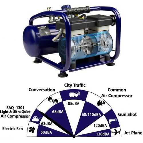  [아마존베스트]Stealth Portable Air Compressor, 3 Gallon, Ultra Quiet, Oil-Free Pump, 1 HP, 150 PSI, Electric Air Tool SAQ-1301