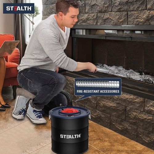  STEALTH 4.8 Gallon Ash Vacuum, Portable Ash Vac with Powerful Suction for Fireplaces, Wood Burning Stoves, Bonfire Pits, Pellet Stoves, Model: EMV05S