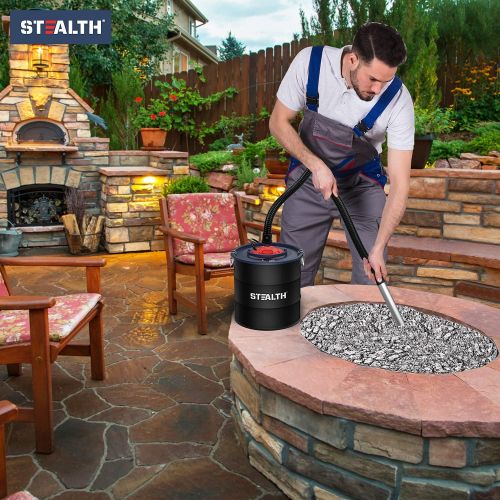  STEALTH 4.8 Gallon Ash Vacuum, Portable Ash Vac with Powerful Suction for Fireplaces, Wood Burning Stoves, Bonfire Pits, Pellet Stoves, Model: EMV05S