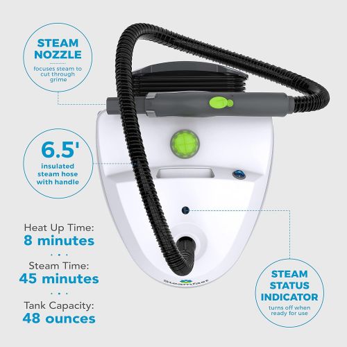  [아마존베스트]Steamfast SF-370 Canister Cleaner with 15 Accessories-All-Natural, Chemical-Free Pressurized Steam Cleaning for Most Floors, Counters, Appliances, Windows, Autos, and More, 64 inch