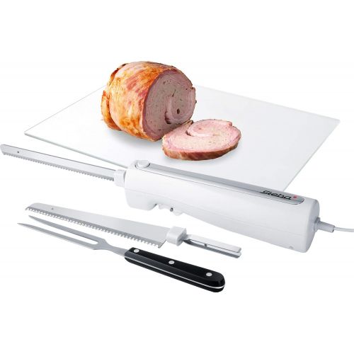  Steba electric knife EM 3, ergonomic housing for comfortable operation, includes utility knife and bread knife, high-quality equipment with storage box and stainless steel meat for