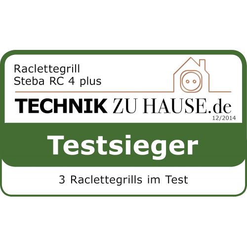  Steba Premium Raclette RC 4 Plus Deluxe | Made IN Germany | Antihaft-Druckguss-Grillplatte | Natursteingrillplatte, schneid und Kratzfest | inkl. wendbarer Gourmet-Guss-Pfanne mit