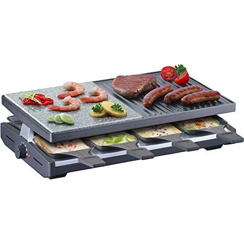  Steba RC 58 Multi-Raclette | hochwertige Natursteingrillplatte zum fettarmen Grillen | Antihaftbeschichtete Grillplatte aus Alu-Druckguss | 8 antihaftbeschichtete Pfannchen fuer lei