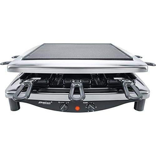  Steba RC 3 plus chrom Raclette, Made in Germany, fuer 8 Personen, 1450 Watt, schwarz/chrom