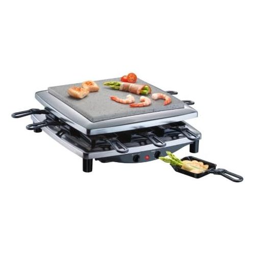  Steba RC 3 plus chrom Raclette, Made in Germany, fuer 8 Personen, 1450 Watt, schwarz/chrom