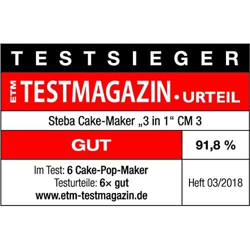  Steba CM 3 Cake-Maker 3 in 1,3 antihaftbeschichtete Platten fuer Cake-Pops, Muffins und Donuts,Platten sind auf Knopfdruck leicht herausnehmbar,inkl.Cake-Pop Halterung und Sticks, 8