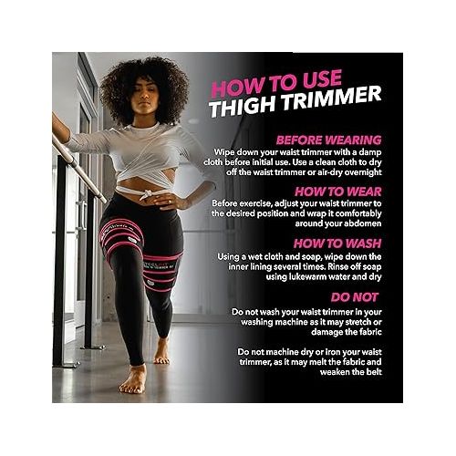  SteelFit Thigh Trimmers for Fat Reduction & Cellulite | Neoprene Thigh Trainer Wraps with Adjustable Fit, Moisture-Wicking Lining | Boosts Circulation & Sweat | Unisex Black, Pink