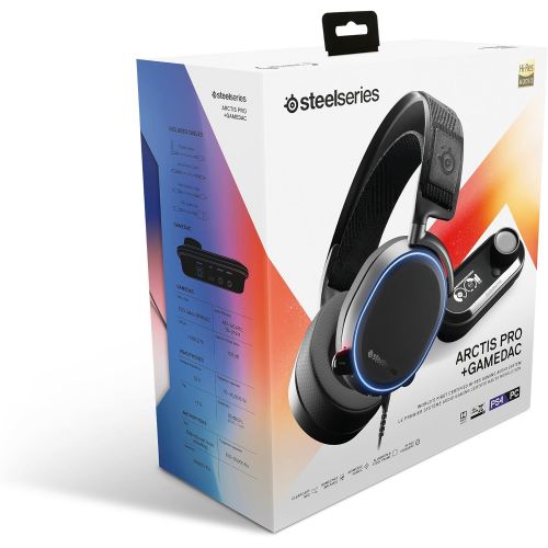  SteelSeries Arctis Pro + GameDAC Wired Gaming Headset - Certified Hi-Res Audio - Dedicated DAC and Amp - for PS5/PS4 and PC - Black