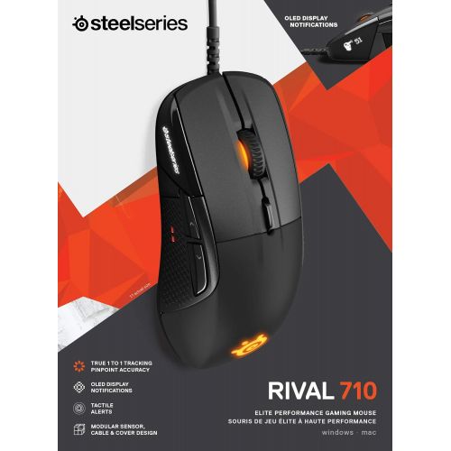  SteelSeries Rival 710 Gaming Mouse - 16,000 CPI TrueMove3 Optical Sensor - OLED Display - Tactile Alerts - RGB Lighting