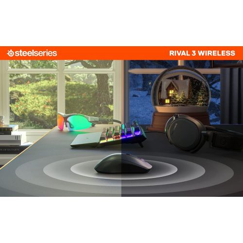  SteelSeries Rival 3 Wireless Gaming Mouse - 400+ Hour Battery Life - Dual Wireless 2.4 GHz and Bluetooth 5.0-60 Million Clicks - 18,000 CPI TrueMove Air Optical Sensor (62521)