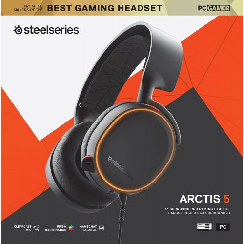  SteelSeries Arctis 5 - Gaming Headset - RGB Illumination - DTS Headphone:X v2.0 Surround for PC and PlayStation 4 - Black [2019 Edition]