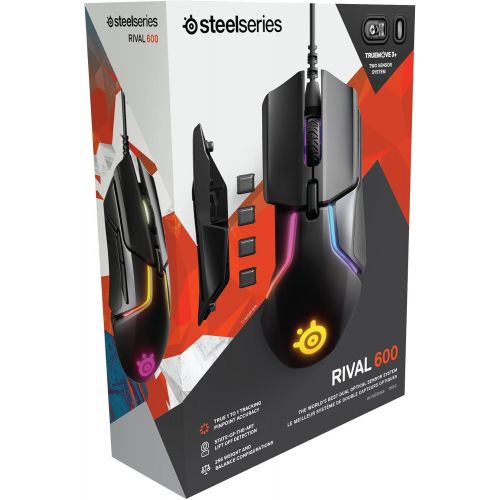  SteelSeries Rival 600 - Gaming Mouse - 12,000 CPI TrueMove3+ Dual Optical Sensor - 0.05 Lift-Off Distance - Weight System