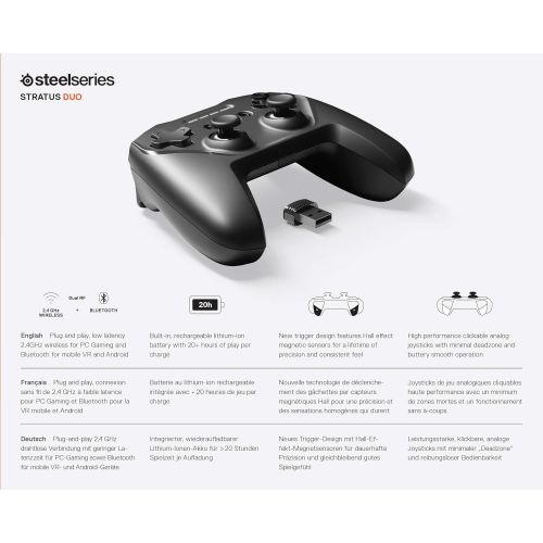  SteelSeries Stratus Duo Wireless Gaming Controller ? Compatible with Android, Windows, VR, and Chromebooks ? Dual-Wireless Connectivity ? High-Performance Materials ? Supports Fort