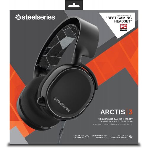  SteelSeries Arctis 3 - All-Platform Gaming Headset - for PC, PlayStation 4, Xbox One, Nintendo Switch, VR, Android, and iOS - Black