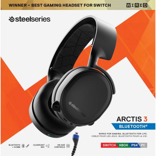  [아마존베스트]SteelSeries Arctis 3 Bluetooth - Wired and Wireless Gaming Headset - for Nintendo Switch, PC, PlayStation 4, Xbox One, VR, Android and iOS - Black [2019 Edition]