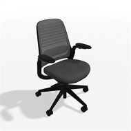 Steelcase Series 1 Office Desk Chair: 4 Way Ajustable Arms - Standard Carpet Casters - Black Frame and Base - 3D Microknit Back - Graphite