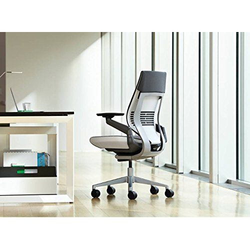  Steelcase Gesture Task Chair: Shell Back - Platinum Metallic Frame/Base/Seagull Accent - Standard Carpet Casters