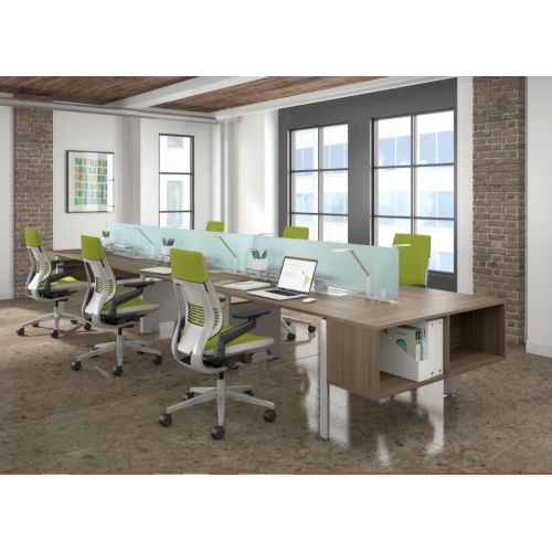  Steelcase Gesture Task Chair: Shell Back - Platinum Metallic Frame/Base/Seagull Accent - Standard Carpet Casters