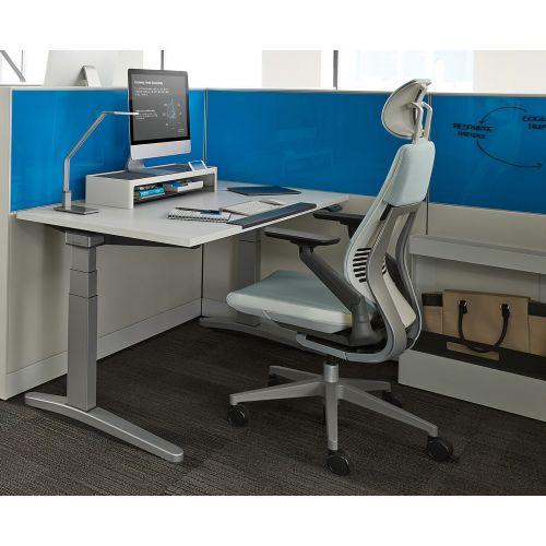  Steelcase Gesture Office Desk Chair with Headrest Cogent Connect Licorice Fabric Standard Black Frame Hard Floor Caster Wheels Hard Floor Caster Wheels